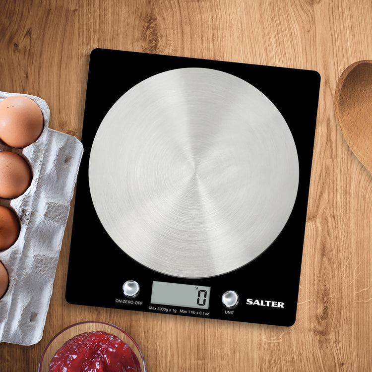 Salter Disc Digital Kitchen Scale 5kg Black & S/Steel