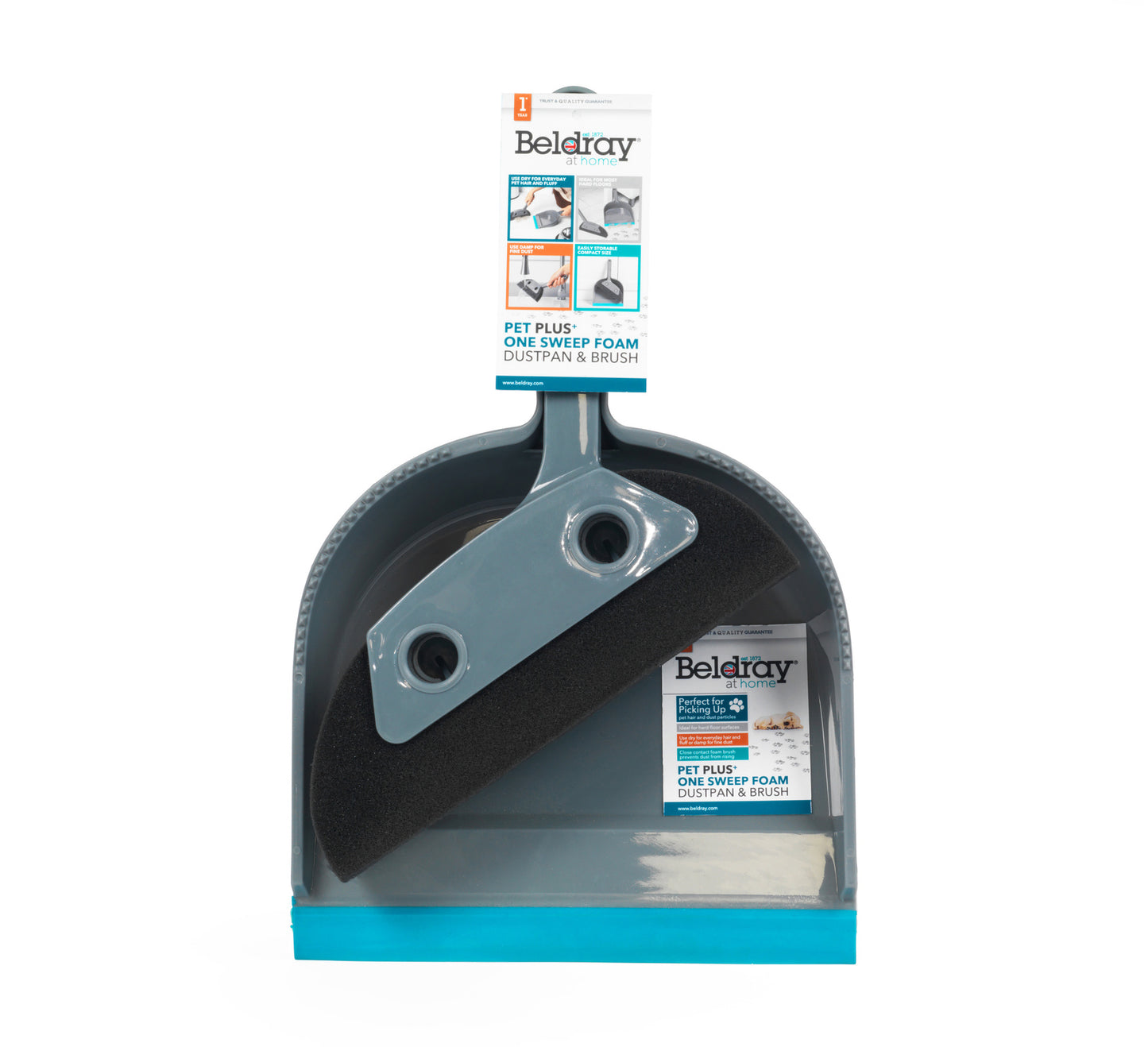 Beldray Pet Plus Foam Dustpan and Brush Ideal for Families with Pets